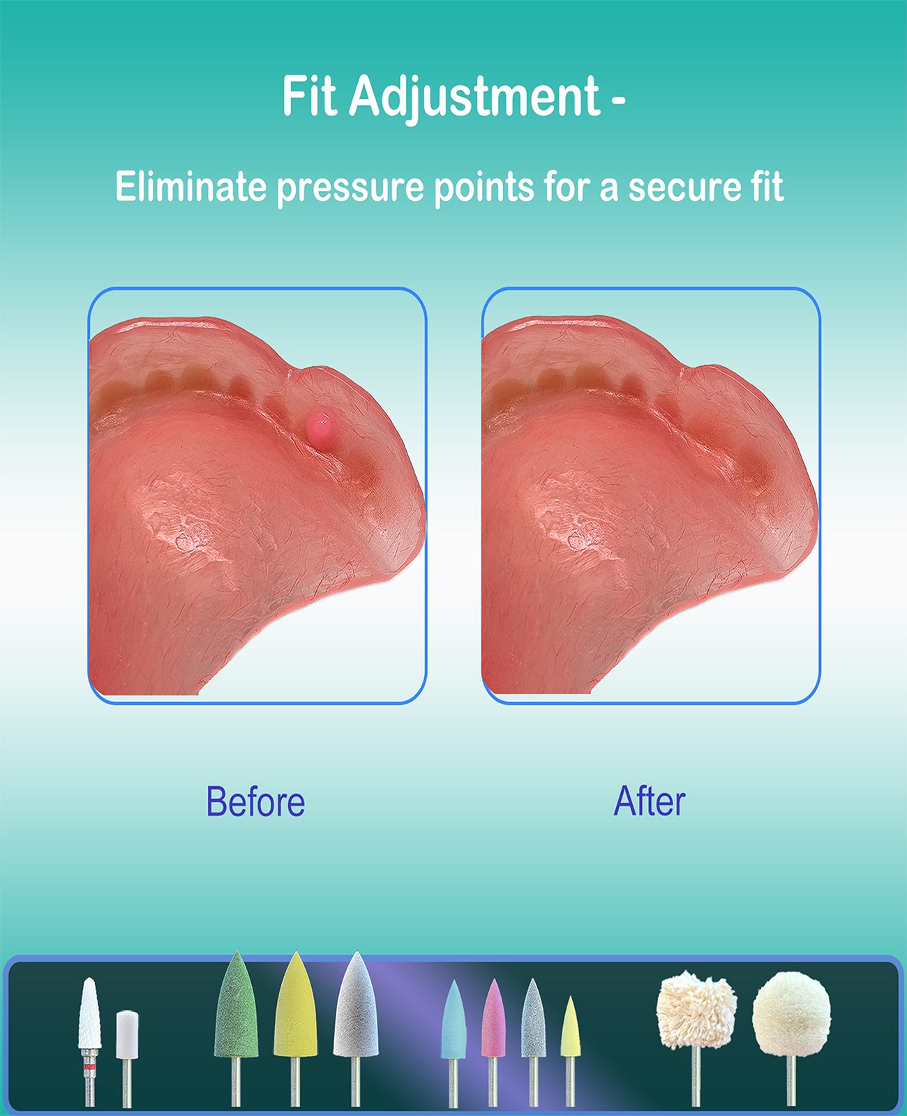 Cordless Polishing & Repair Kit for Acrylic Resin False Teeth | File Down Rough Edges, Sand Away Sore Spots, Adjust Reline, Remove Hardened Glue | USB Rechargeable & Beginner-Friendly