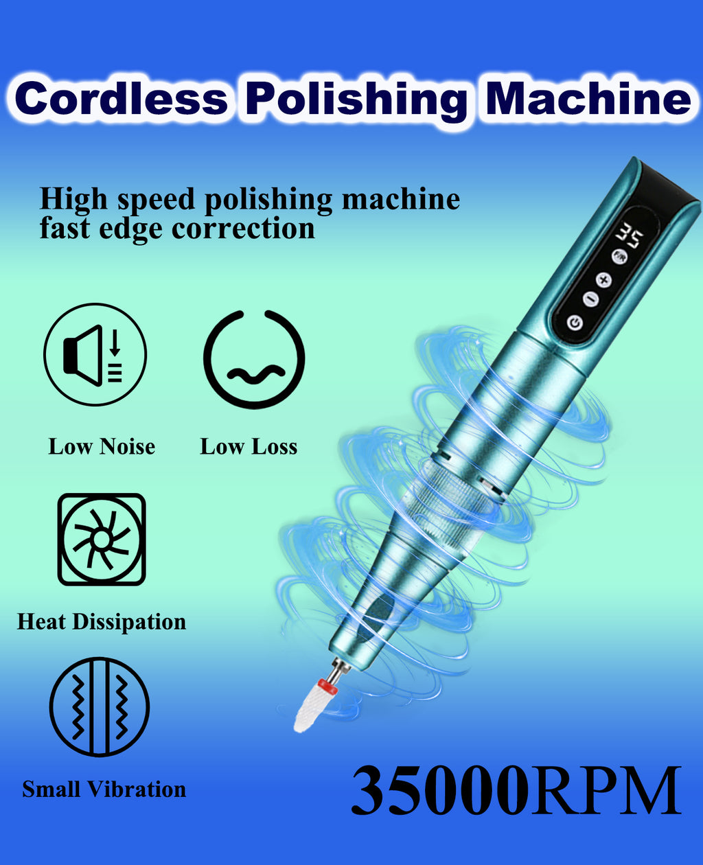 Cordless Repair Kit 35000 RPM Mini Polisher for Edge Correction, Stains Remove and Surface Finishing, Includes 16 Polishing and Cleaning Attachments and Storage Box